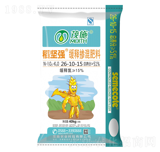 水稻專用緩釋摻混肥料26-10-15-稻堅(jiān)強(qiáng)-茂施