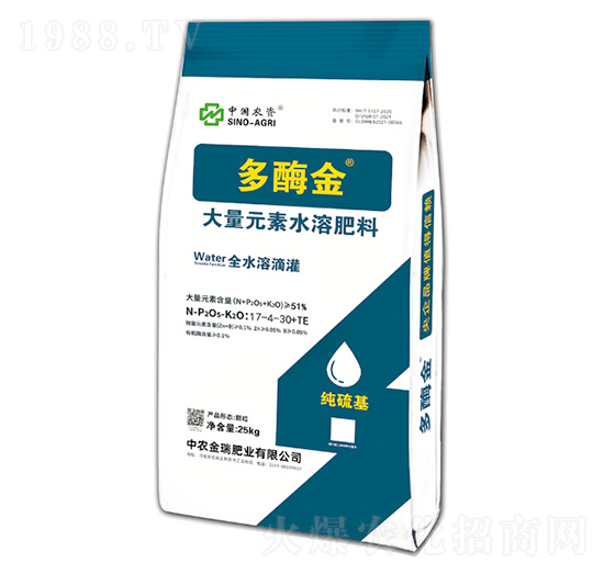 大量元素水溶肥料（純硫基）17-4-30+TE-多酶金-中農(nóng)金瑞