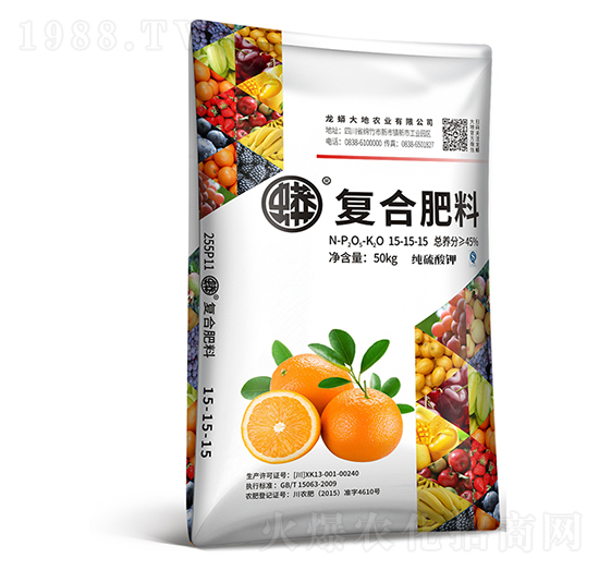 蟒牌純硫酸鉀果蔬復(fù)合肥料15-15-15-龍蟒磷化工